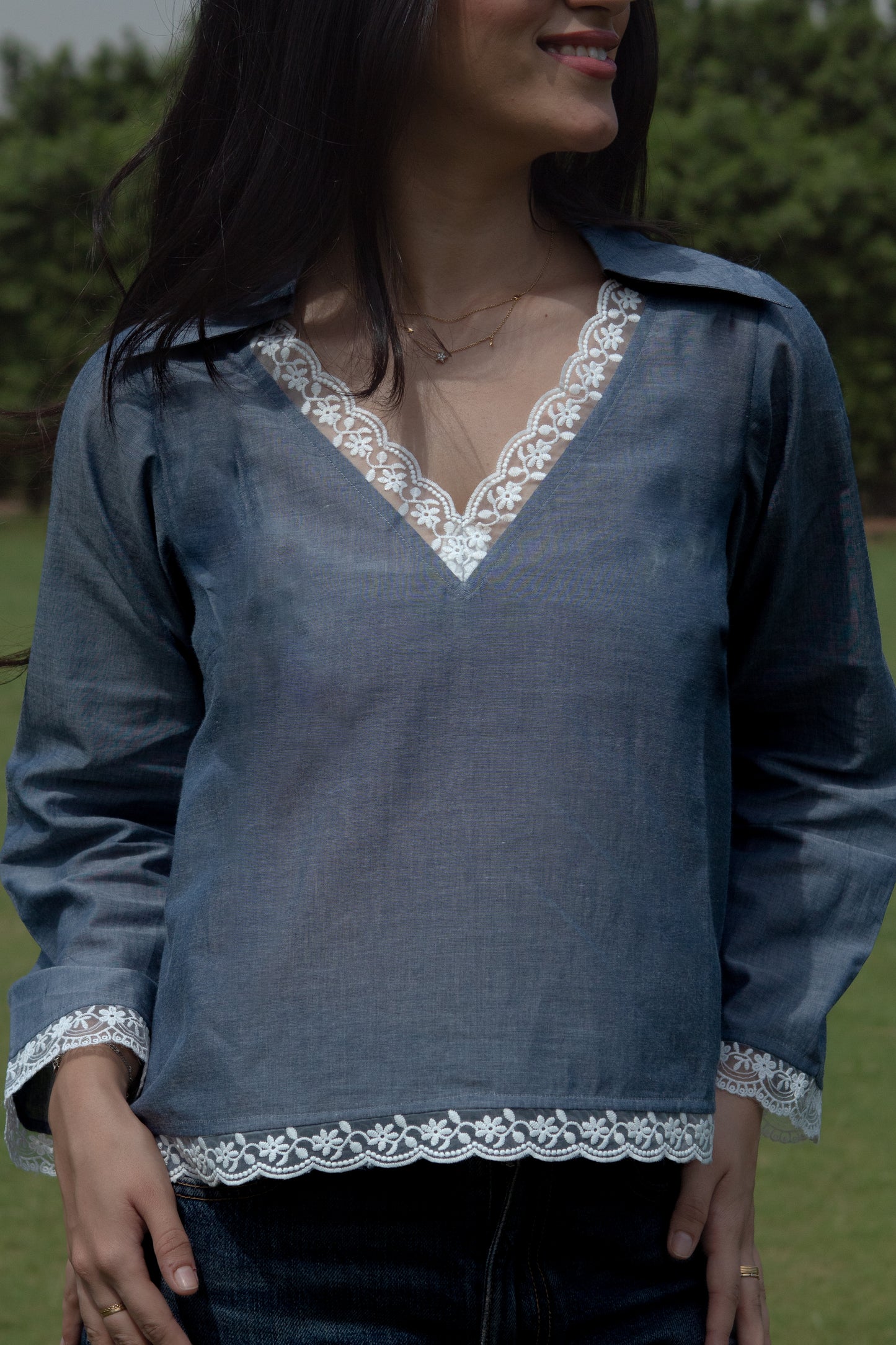 The Créme Blue Blouse