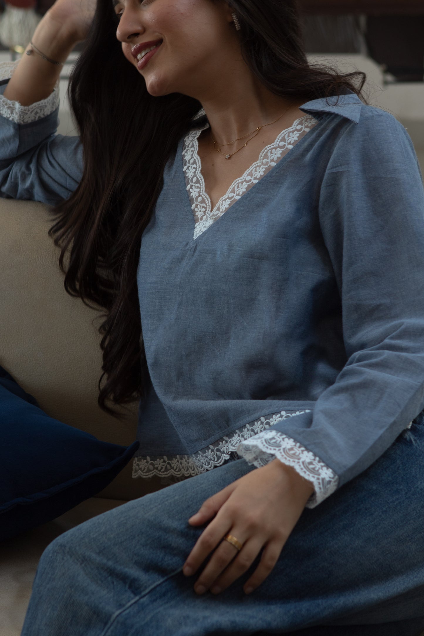 The Créme Blue Blouse