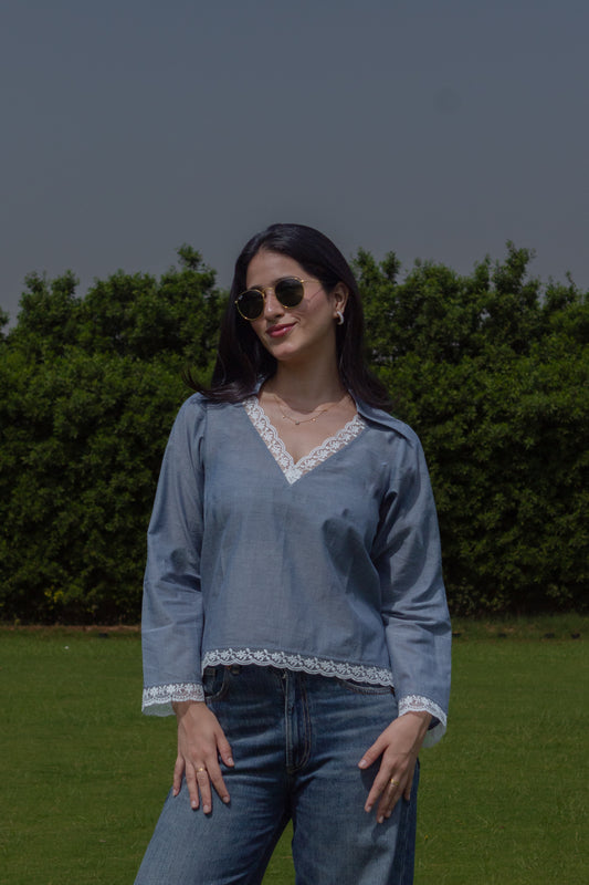 The Créme Blue Blouse